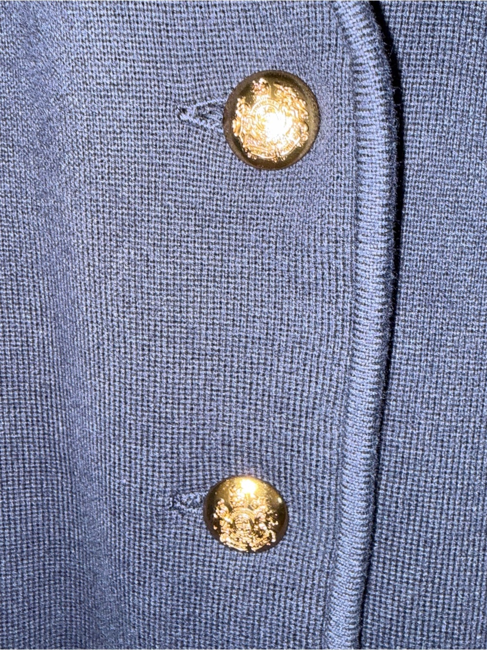 Lauren Ralph Lauren Knit Blazer Suit Jacket Blue Size Large Gold Button - Picture 10 of 11